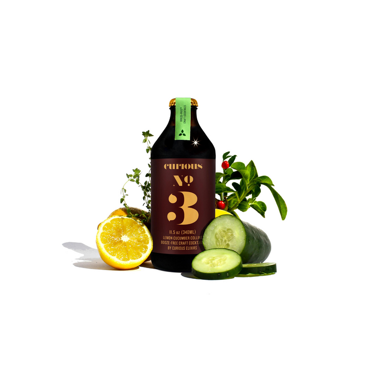 Curious Elixirs — No.3 Juniper Cucumber Collins, Non-Alcoholic Craft Cocktail | A Fresh Sip, The Best Non-Alcoholic Adult Beverages