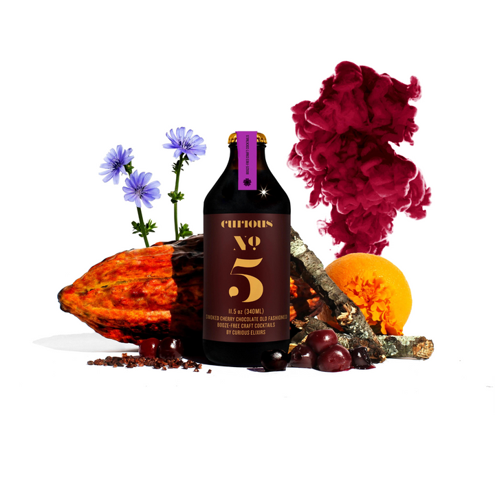 Curious Elixirs — No.5 Smoked Chocolate Cherry Old Fashioned, Non-Alcoholic Craft Cocktail | A Fresh Sip, The Best Non-Alcoholic Adult Beverages