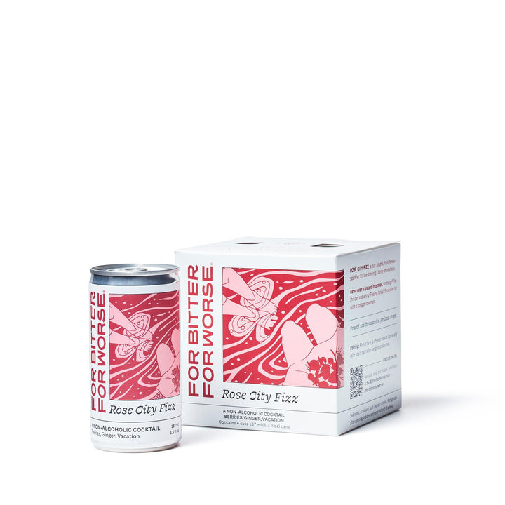 For Bitter For Worse — Rose City Fizz, Non-Alcoholic Cocktail (4 cans) | A Fresh Sip, The Best Non-Alcoholic Adult Beverages