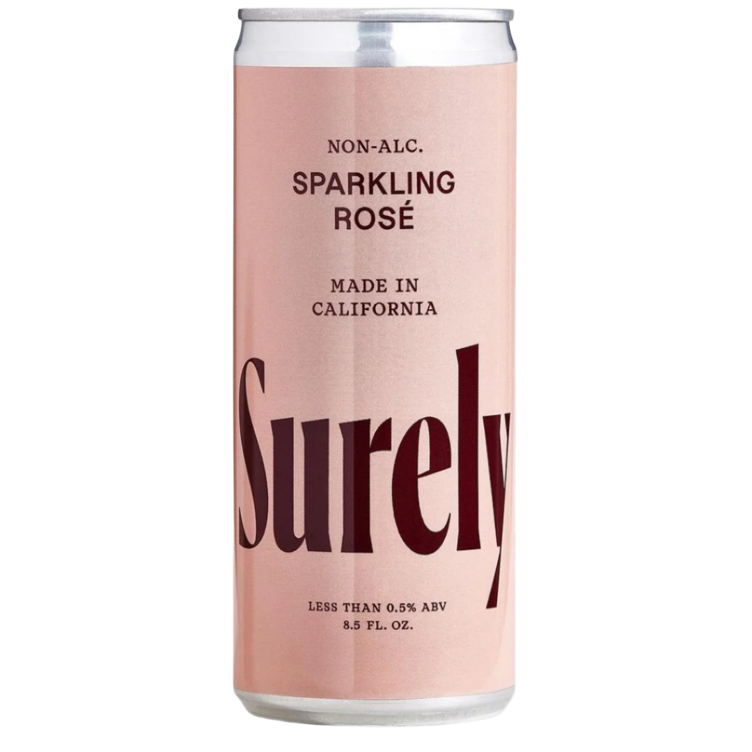 Surely — Sparkling Rosé,  Non-Alcoholic Wine Cans | A Fresh Sip, The Best Non-Alcoholic Adult Beverages