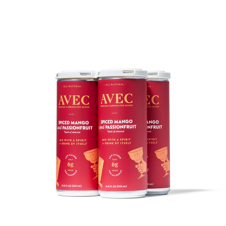 AVEC — Spiced Mango & Passionfruit, Premium Carbonated Drink (4 cans) | A Fresh Sip, The Best Non-Alcoholic Adult Beverages