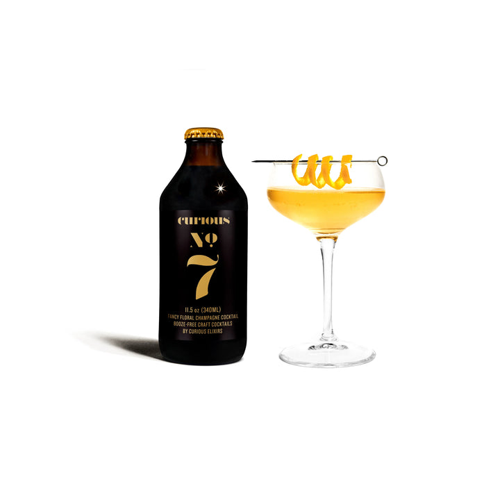 Curious Elixirs — No.7 Sparkling Champagne Cocktail, Non-Alcoholic Craft Cocktail (Photo) A Fresh Sip, The Best Non-Alcoholic Adult Beverages